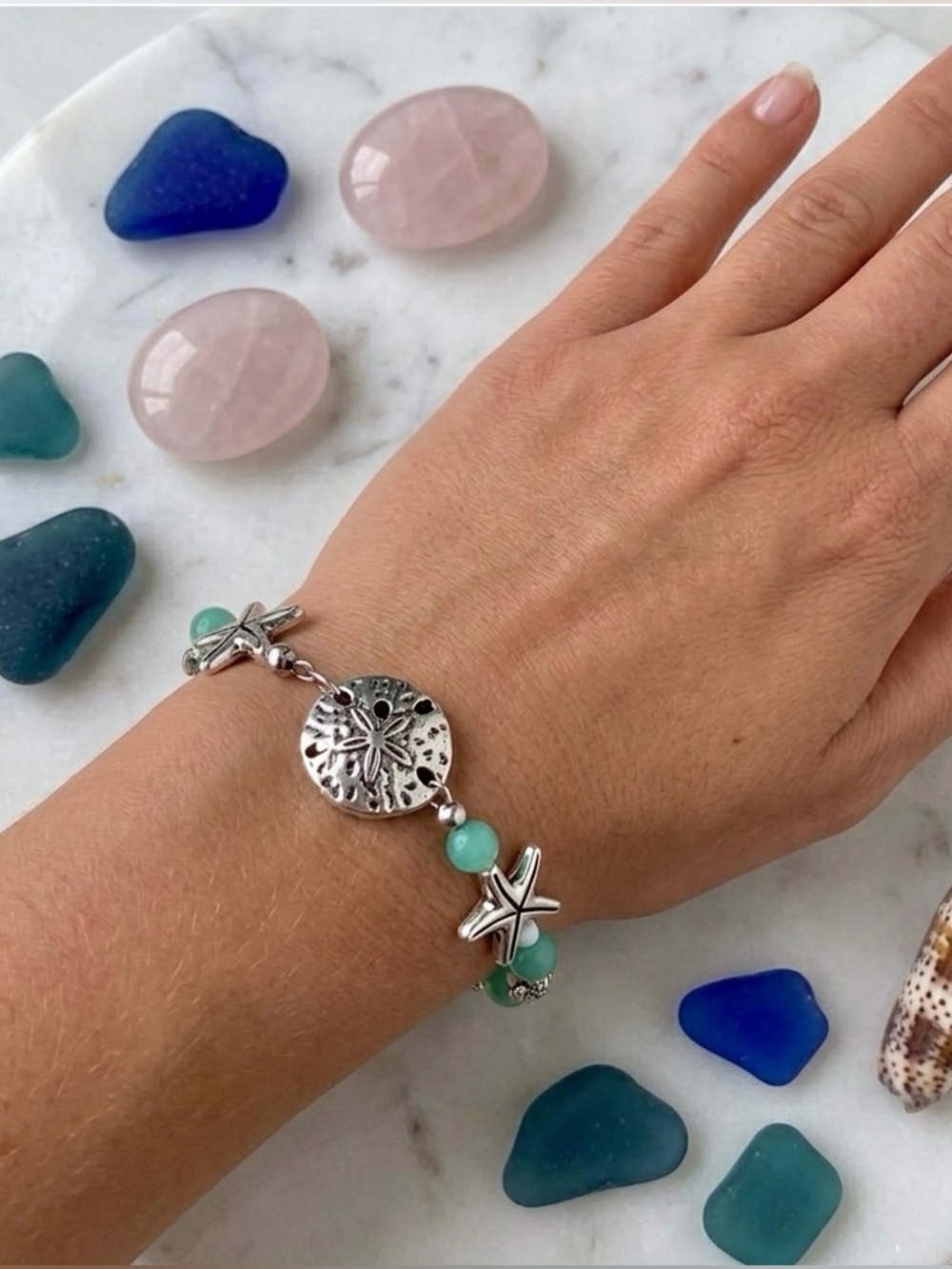 🌴🐚 Aqua Quartz Bracelet